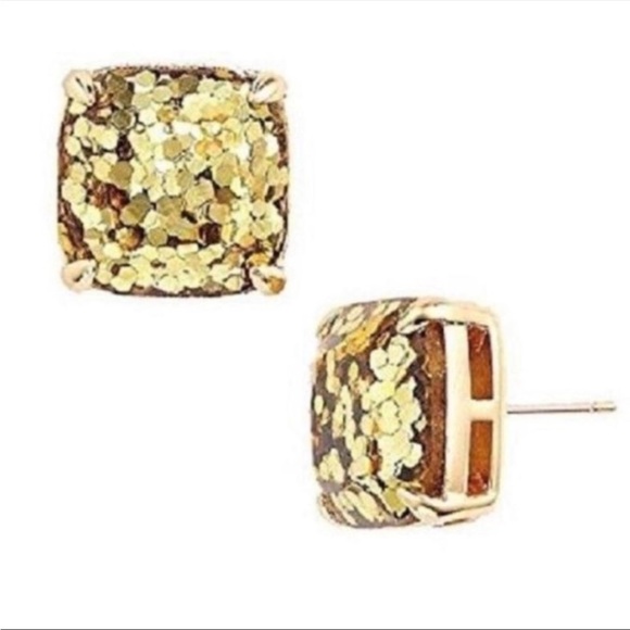 kate spade Jewelry - Kate Spade Small Square Studs in Gold Glitter